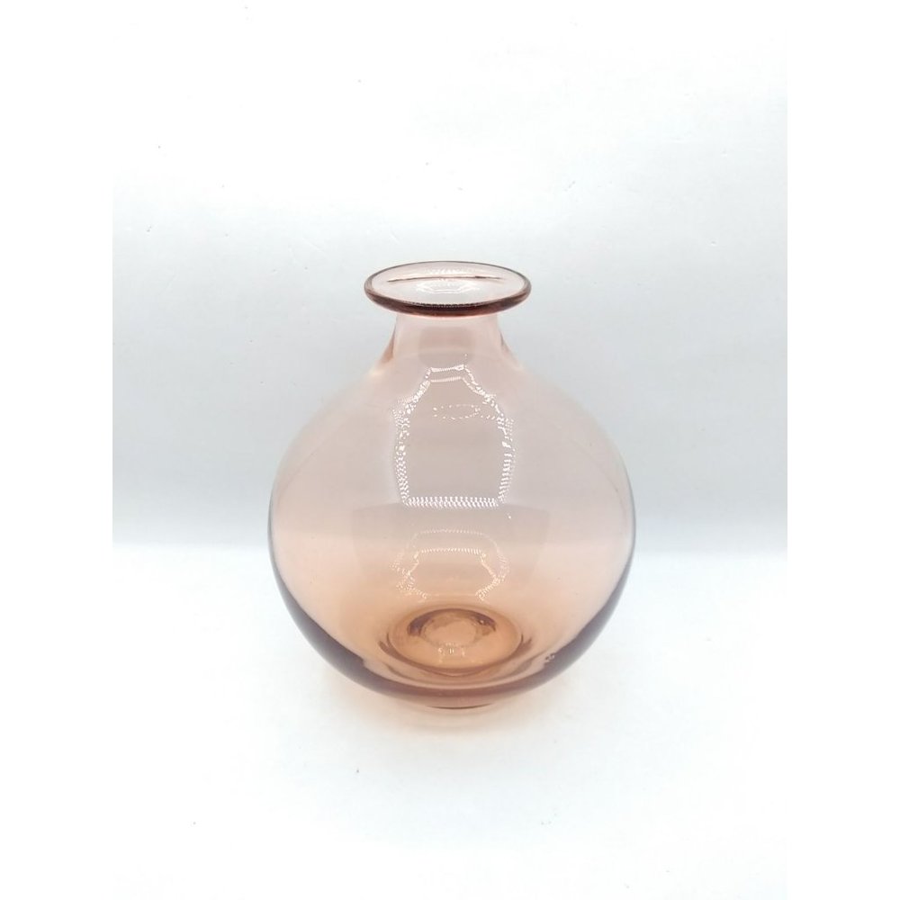 Vintage Plus Norway glass flared rim round bulbous pink peach vase